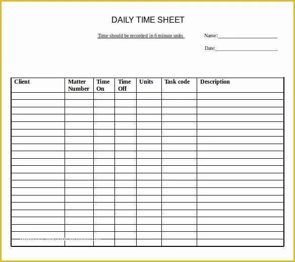 Daily Timesheet Template Free Printable Of 21 Daily Timesheet Templates Free Sample Example