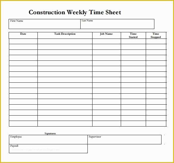 Daily Timesheet Template Free Printable Of 22 Weekly Timesheet Templates – Free Sample Example