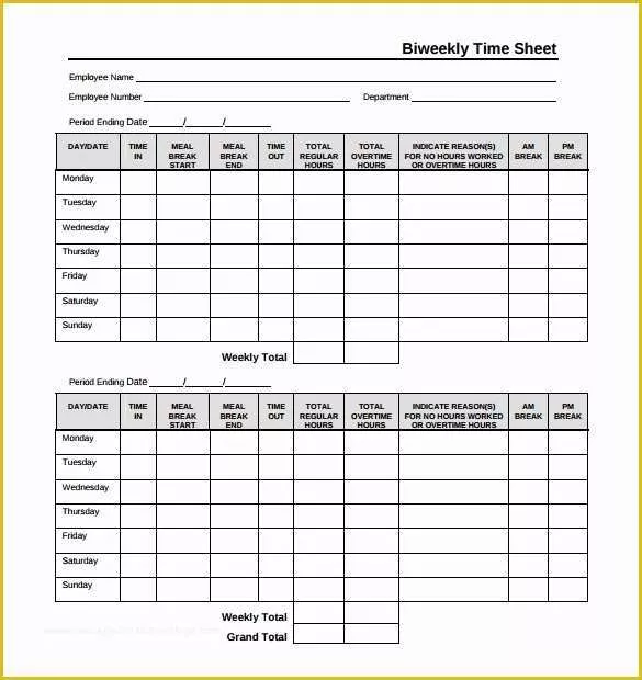 Daily Timesheet Template Free Printable Of 26 Blank Timesheet Templates – Free Sample Example