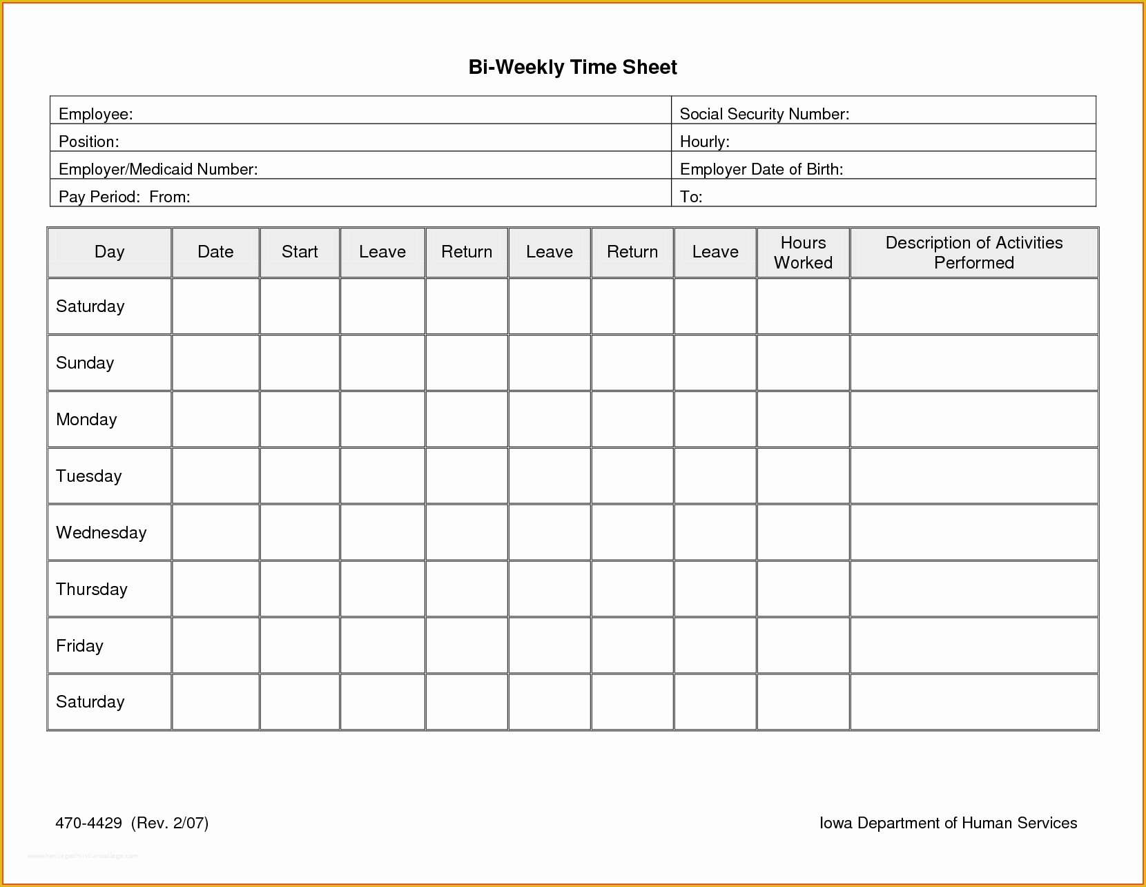 Daily Timesheet Template Free Printable Of Daily Timesheet Template Free Printable