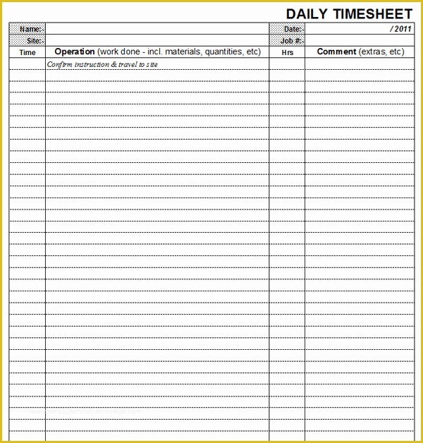 Daily Timesheet Template Free Printable Of Daily Timesheet Template Search Results