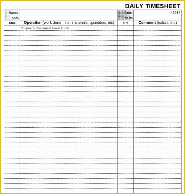 Daily Timesheet Template Free Printable Of Daily Timesheet Template Search Results