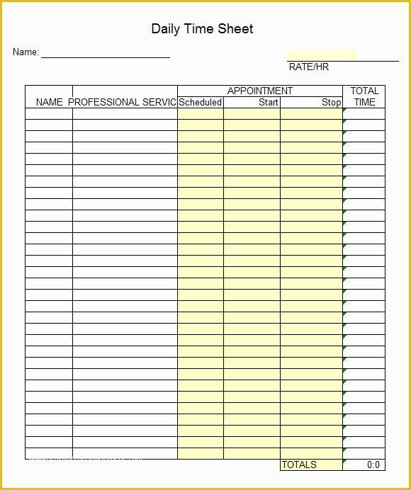 Daily Timesheet Template Free Printable Of Excel Timesheet Sample 18 Documents In Excel