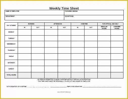 Daily Timesheet Template Free Printable Of Free Printable Weekly Time Sheet