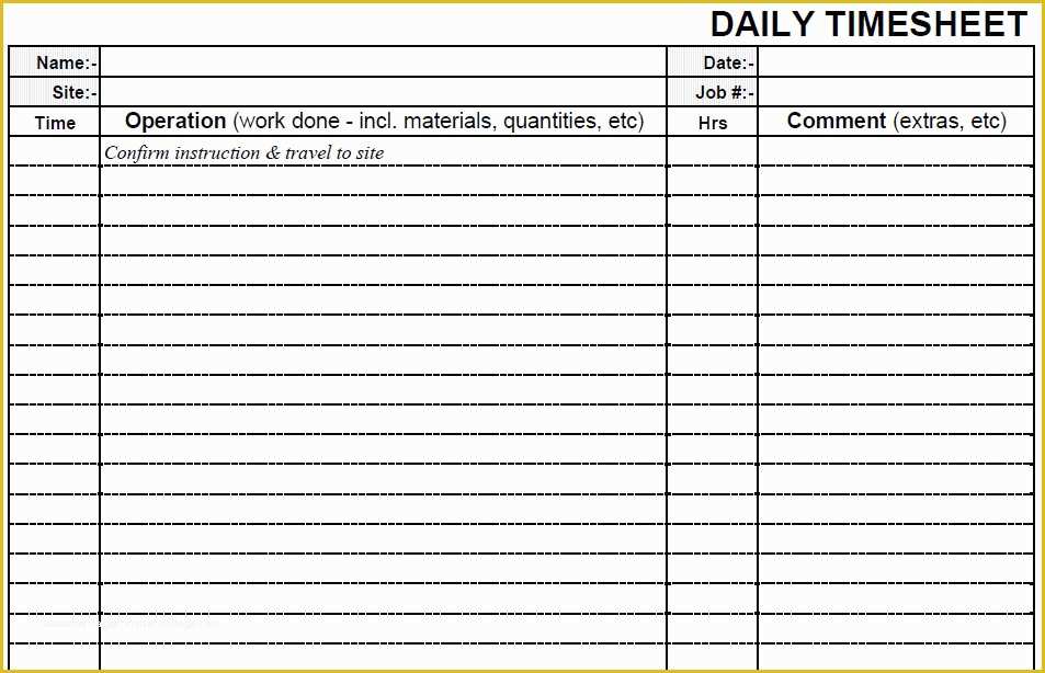 Daily Timesheet Template Free Printable Of Printable Blank Daily Pdf Time Sheet form