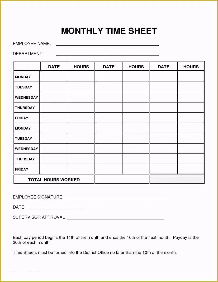 Daily Timesheet Template Free Printable Of Printable Timesheets Bi Weekly with Employee Time Sheets