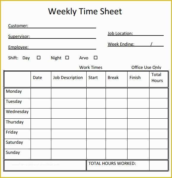 Daily Timesheet Template Free Printable Of Weekly Timesheet Template 15 Free Download In Pdf