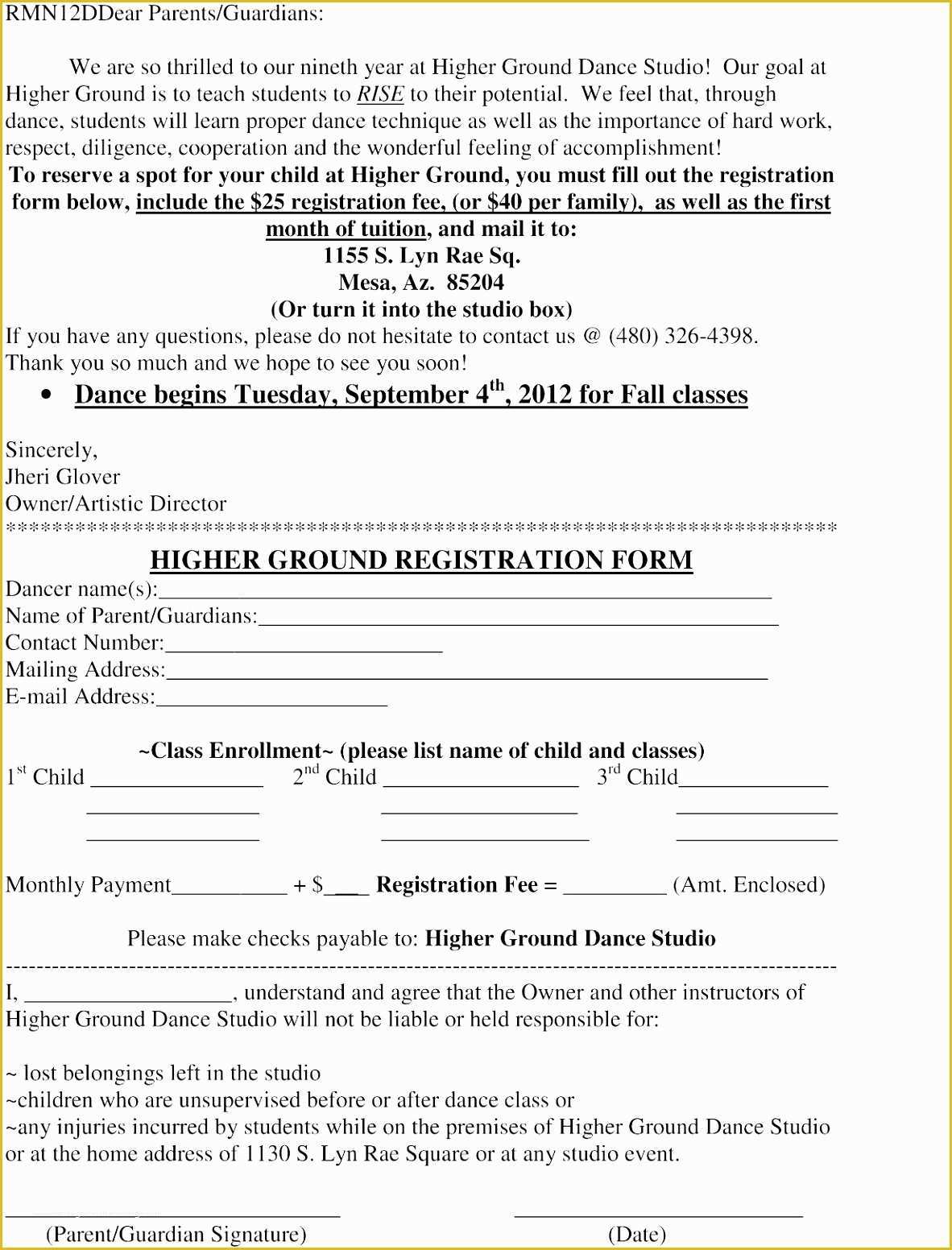 Dance Registration form Template Free Of 6 Dance School Registration form Template Free