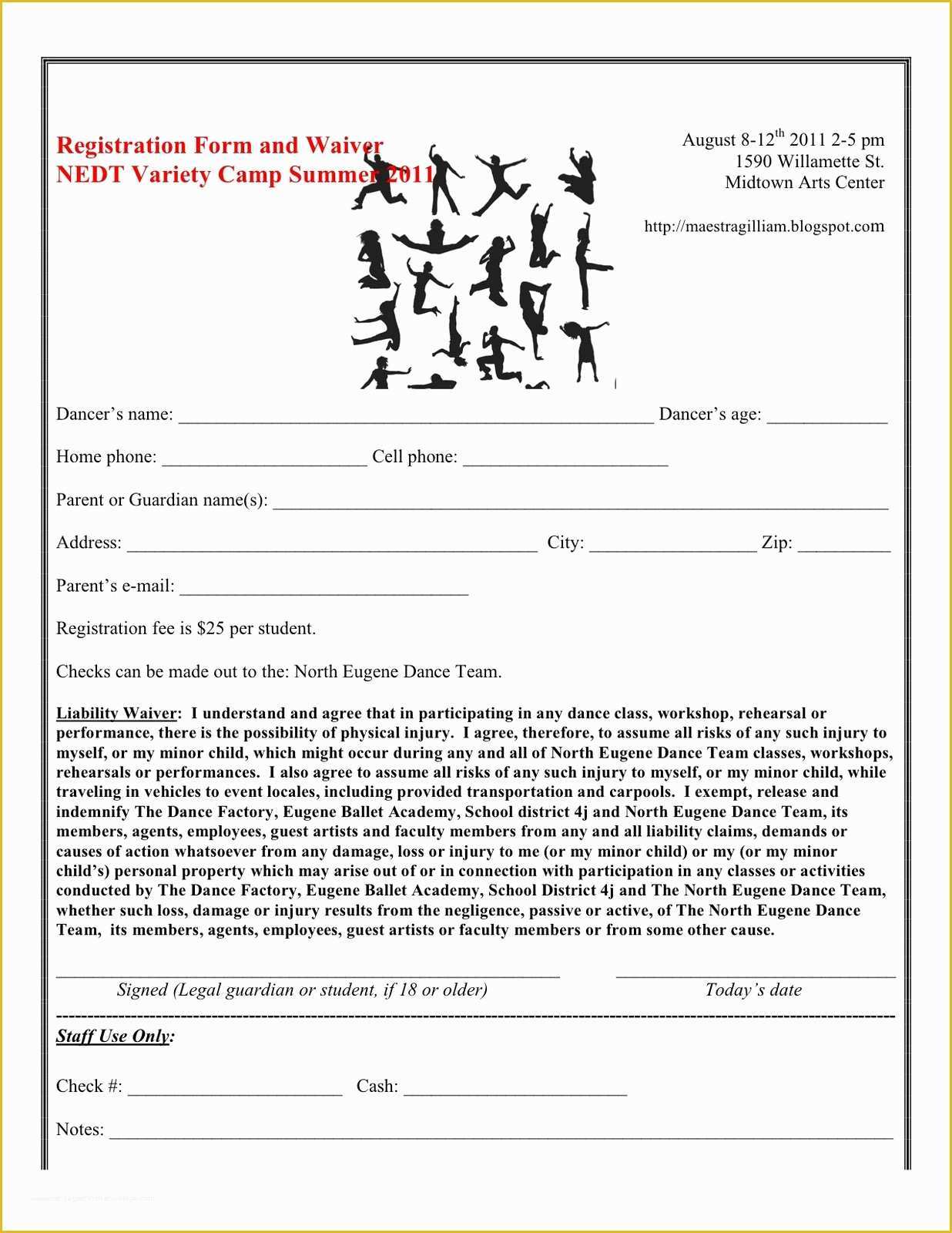 Dance Registration form Template Free Of Nedt Variety Sampler Dance Camp Ing Up