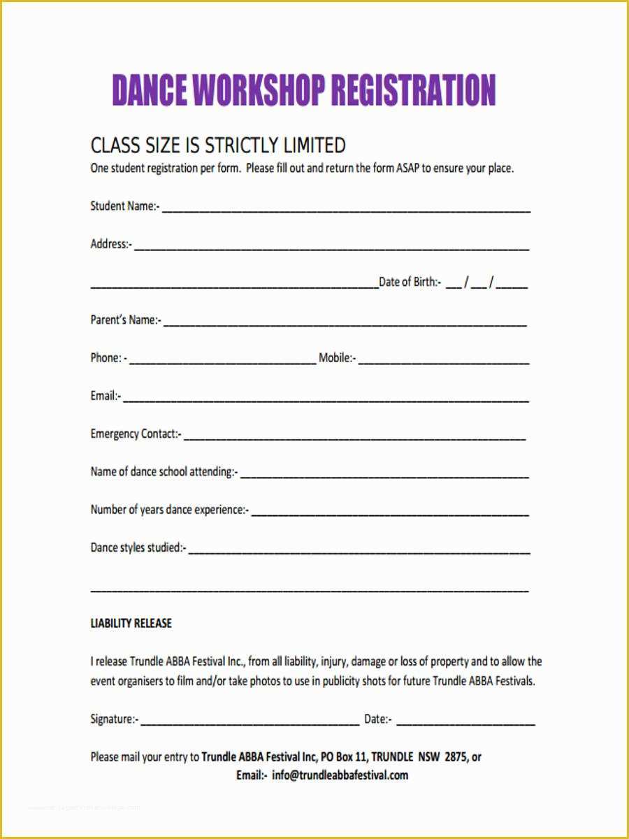Dance Registration form Template Free Of Registration form format In Hd Gallery Download Cv