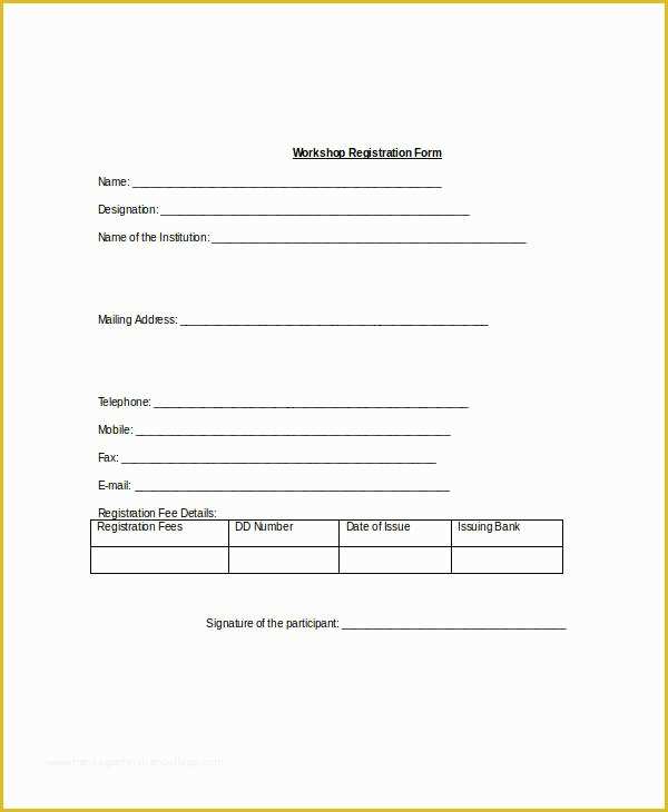 Dance Registration form Template Free Of Registration form Template 9 Free Pdf Word Documents