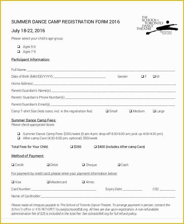 Dance Registration form Template Free Of Registration forms In Pdf
