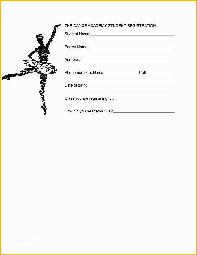 Dance Registration form Template Free Of Registration