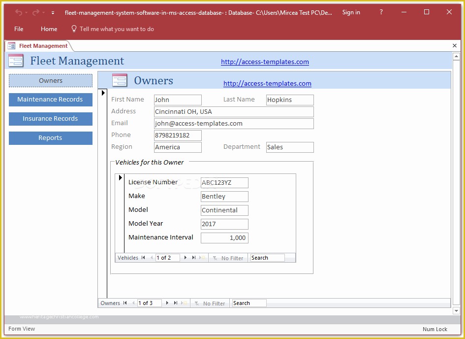 Database Templates Free Download Of Download Fleet Management System Access Database Templates 1 0