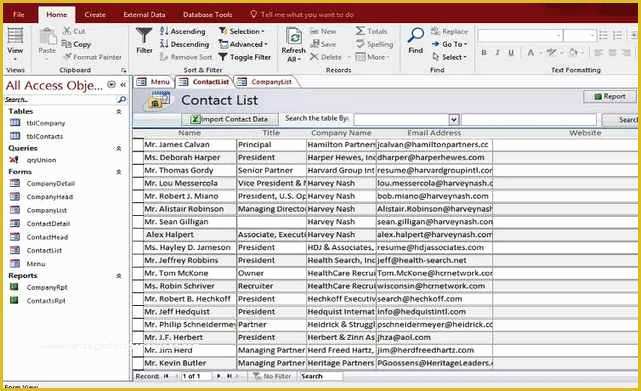Database Templates Free Download Of Microsoft Access Personal Pany Contact Database
