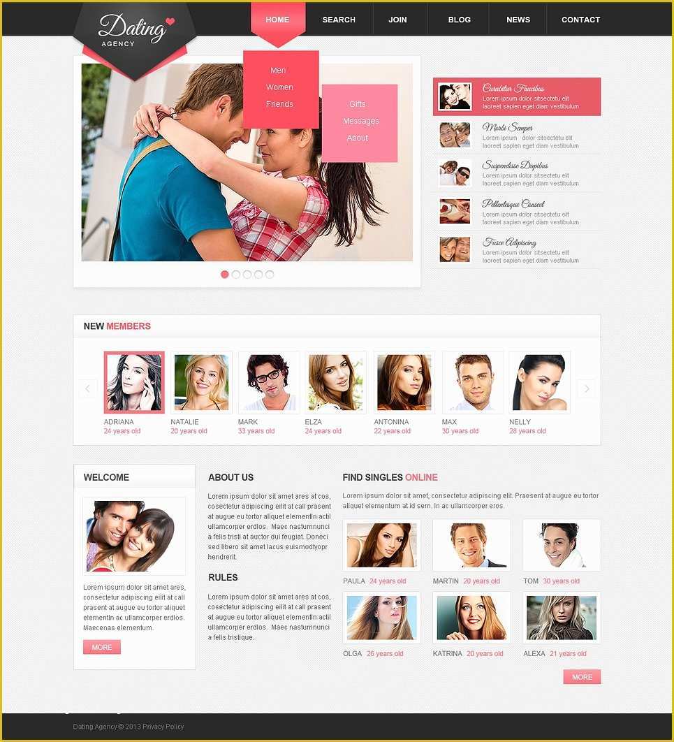 Dating Site Template Free Of Dating Responsive Website Template