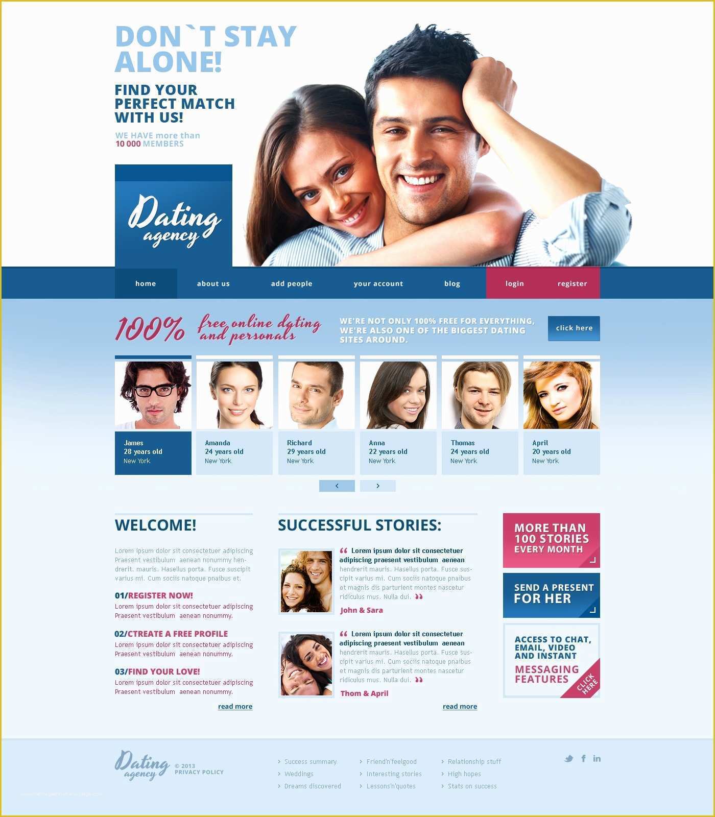 Dating Site Template Free Of Dating Responsive Website Template