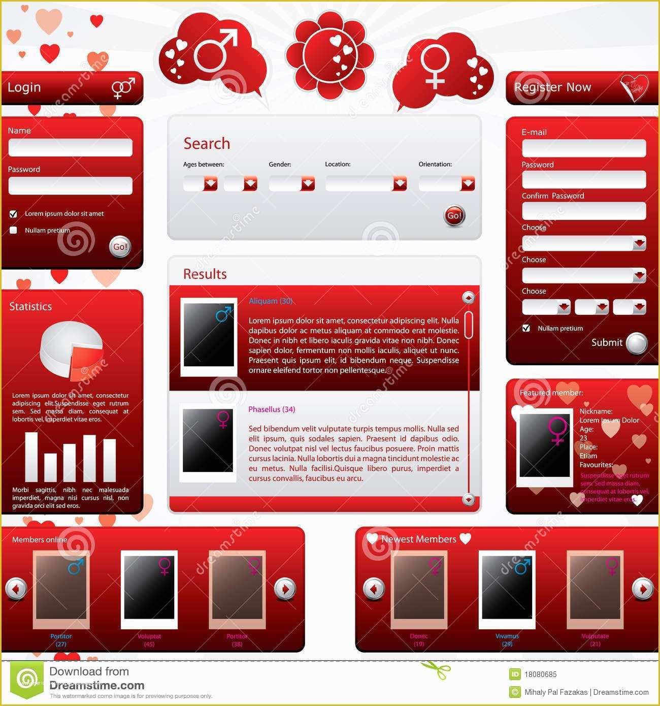 Dating Site Template Free Of Dating Website Template for Valentine S Day Stock Vector