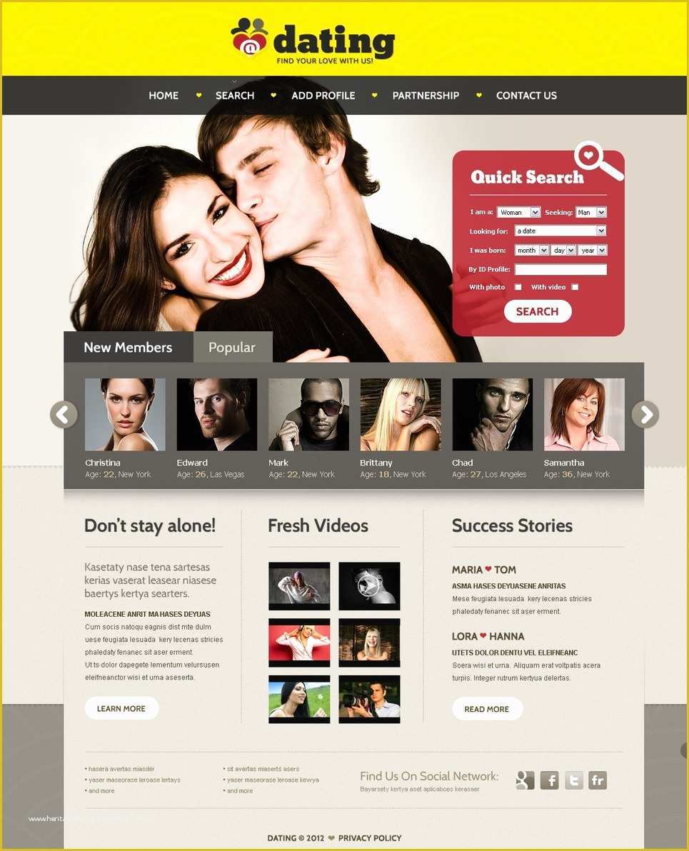 Dating Site Template Free Of Dating Website Template