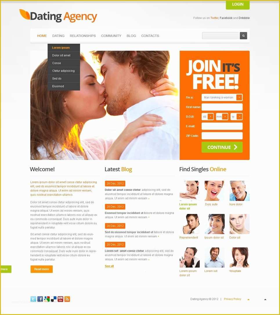 Dating Site Template Free Of Dating Website Template