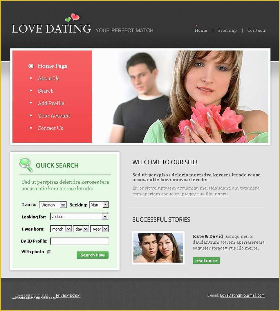 Dating Site Template Free Of Dating Website Template