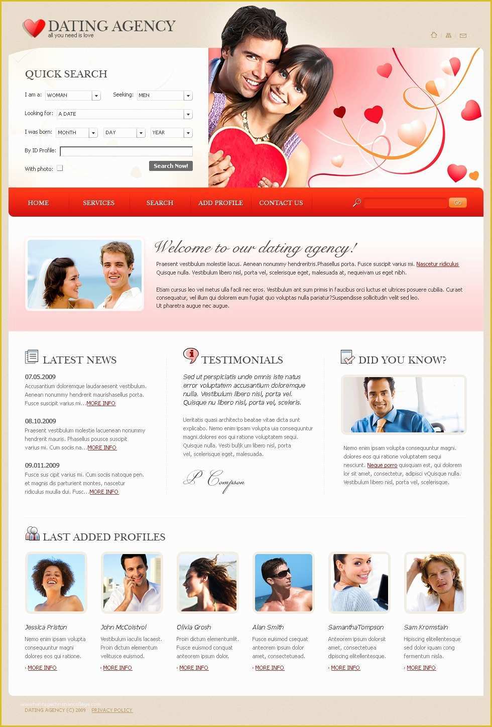 Dating Site Template Free Of Dating Website Template