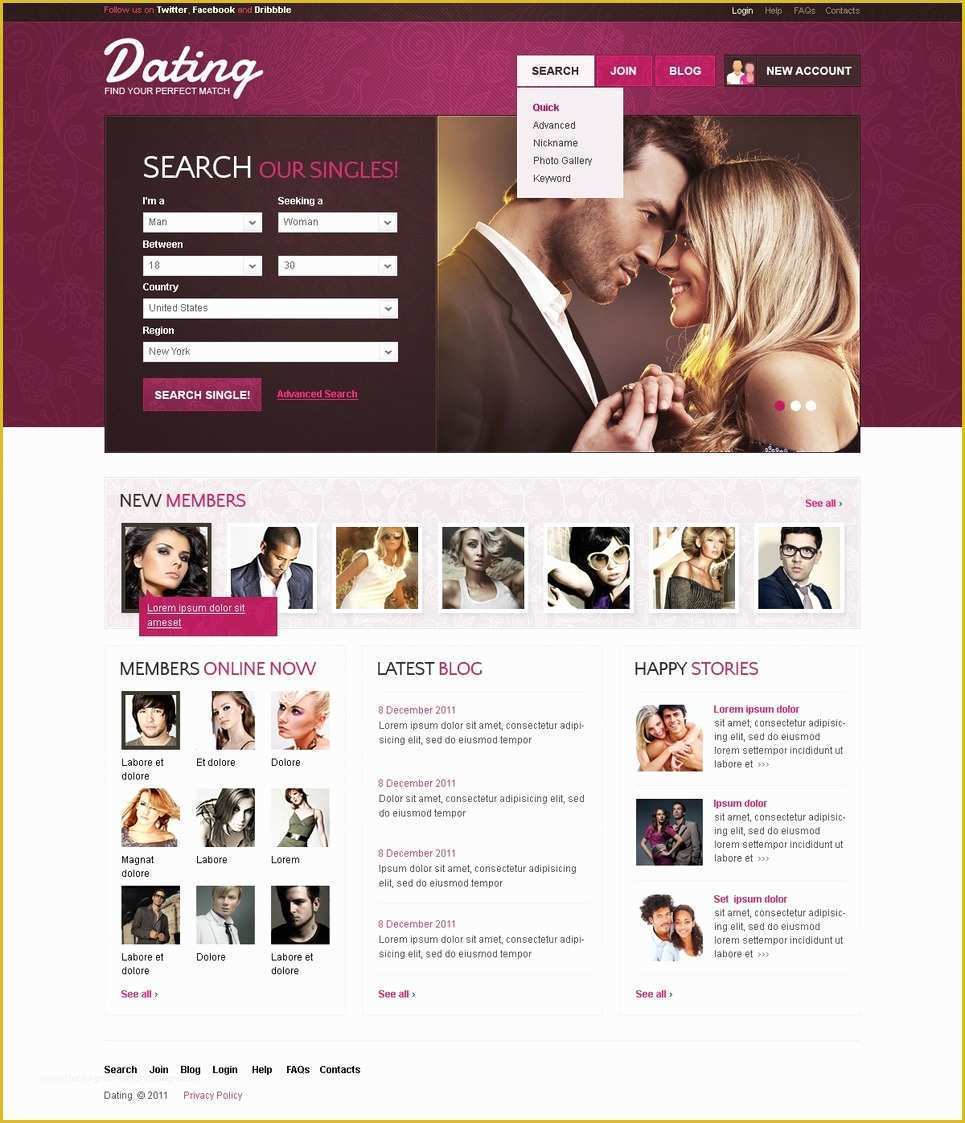 Dating Site Template Free Of Dating Website Template