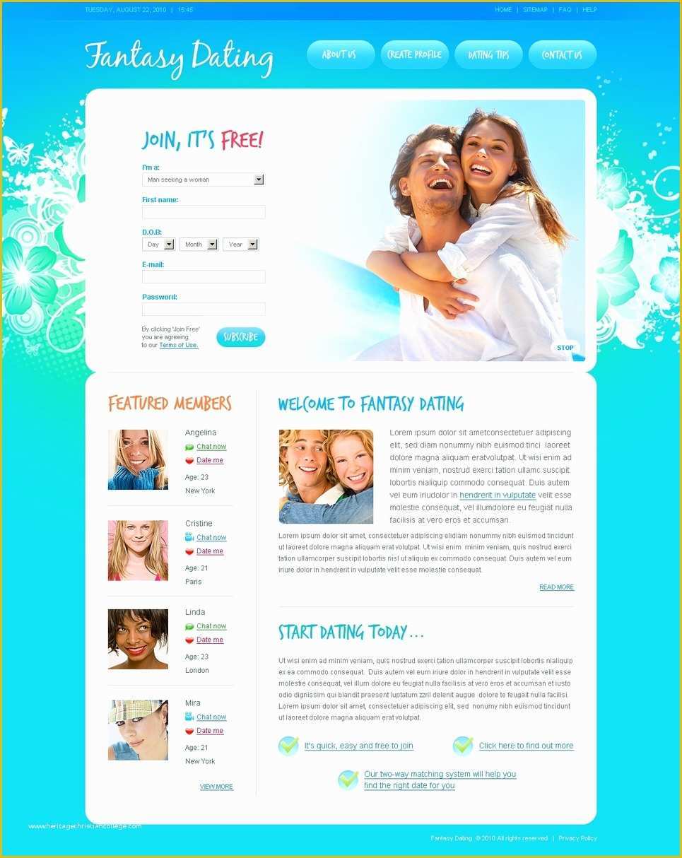 Dating Site Template Free Of Dating Website Template