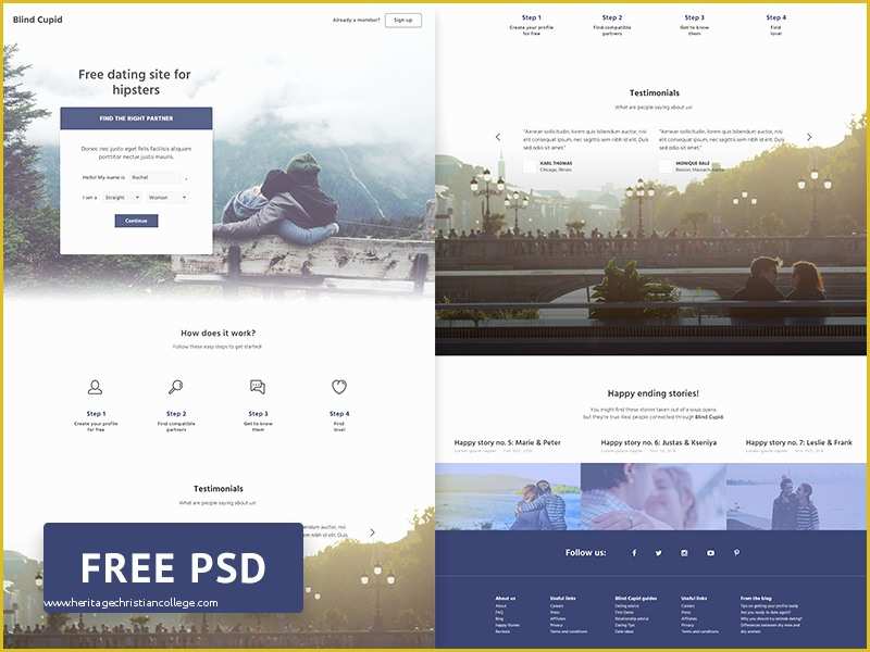 Dating Site Template Free Of Psd Freebie Blind Cupid Dating Site Web Template by