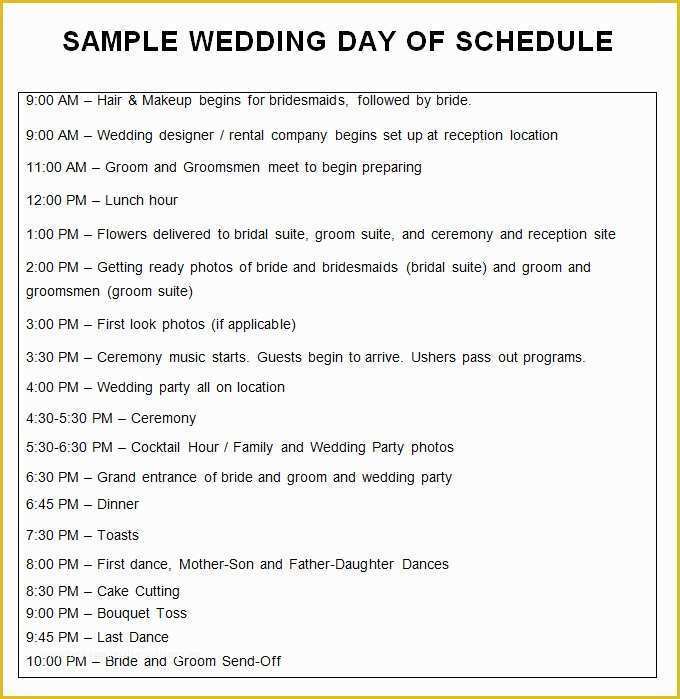 Day Of Wedding Timeline Template Free Of 28 Wedding Schedule Templates & Samples Doc Pdf Psd