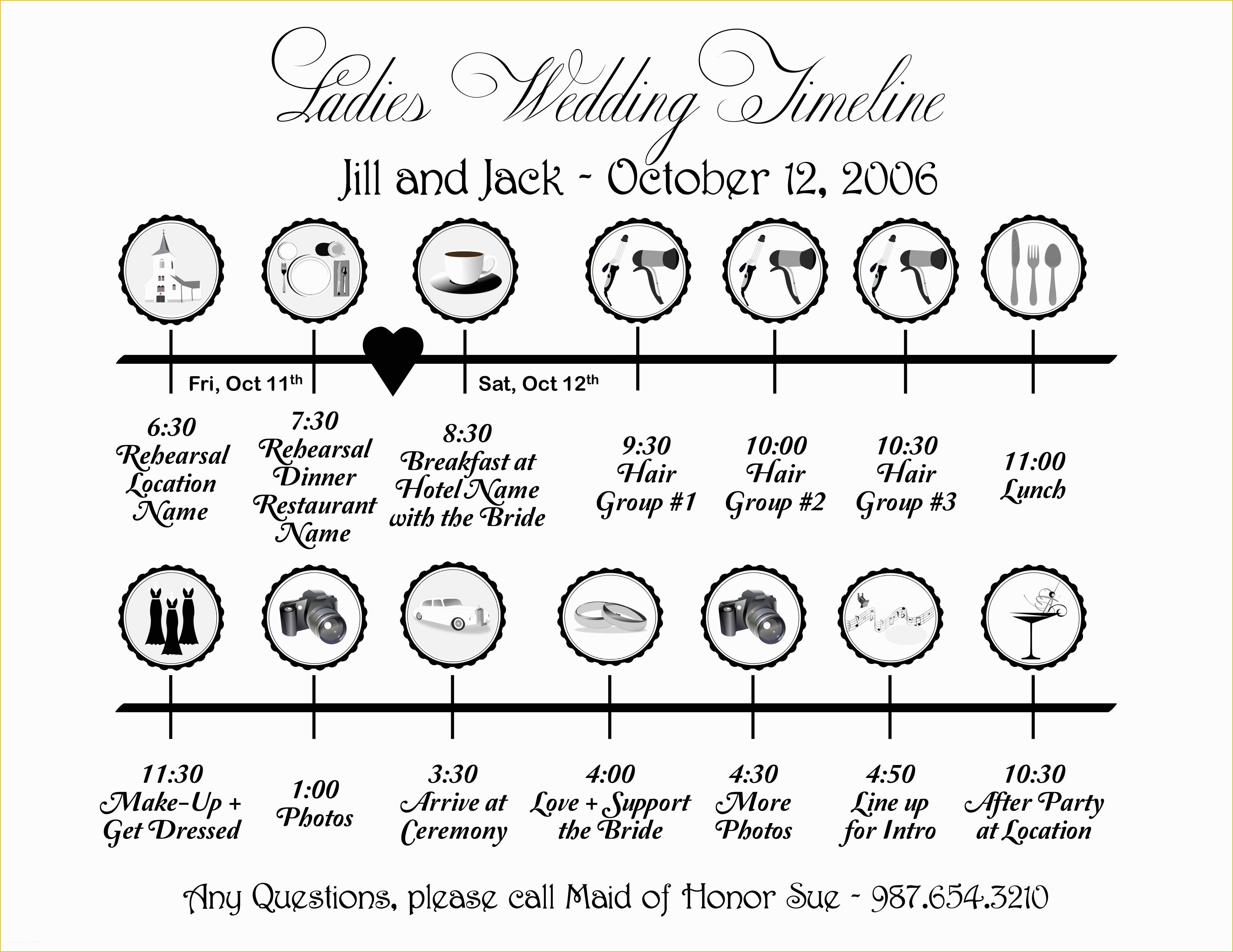 Day Of Wedding Timeline Template Free Of Timeline Templates