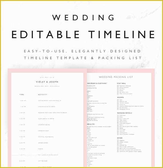 Day Of Wedding Timeline Template Free Of Violet Wedding Timeline Template Minimal Bridal Wedding Day