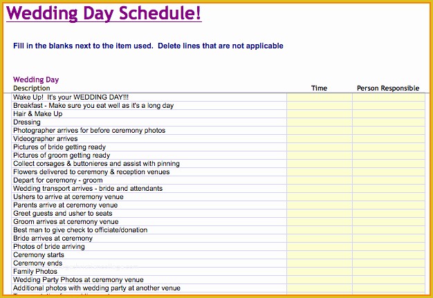 Day Of Wedding Timeline Template Free Of Wedding Day Schedule Template