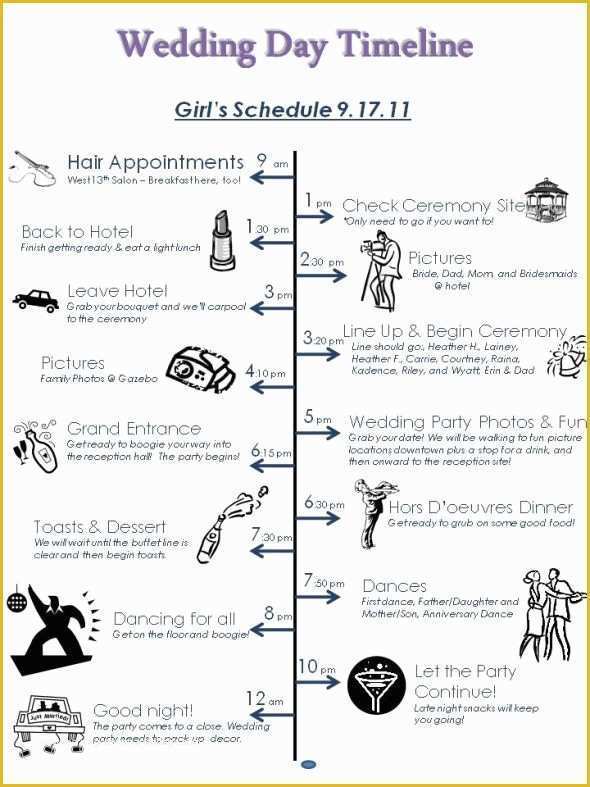 Day Of Wedding Timeline Template Free Of Wedding Day Timeline Template