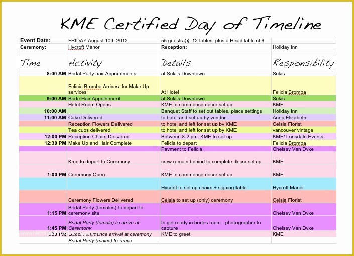 Day Of Wedding Timeline Template Free Of Wedding Day Timeline Template