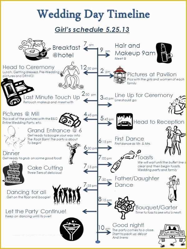 Day Of Wedding Timeline Template Free Of Wedding Day Timeline Template