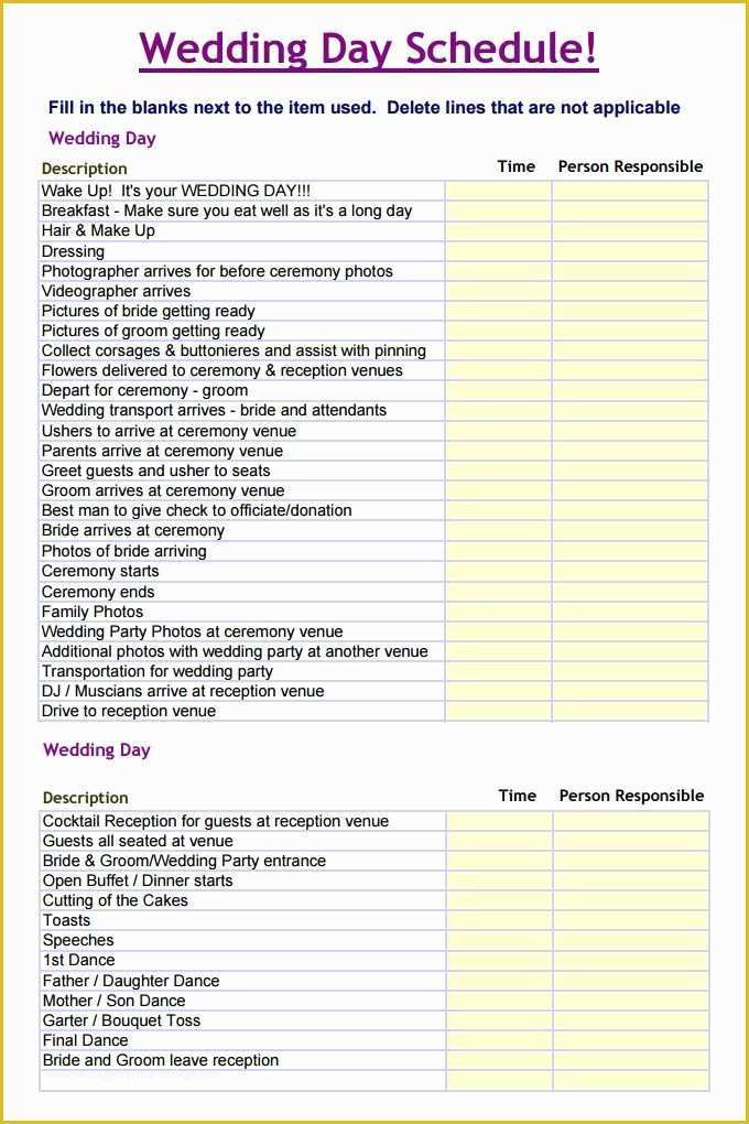 Day Of Wedding Timeline Template Free Of Wedding Schedule Template – 25 Free Word Excel Pdf Psd