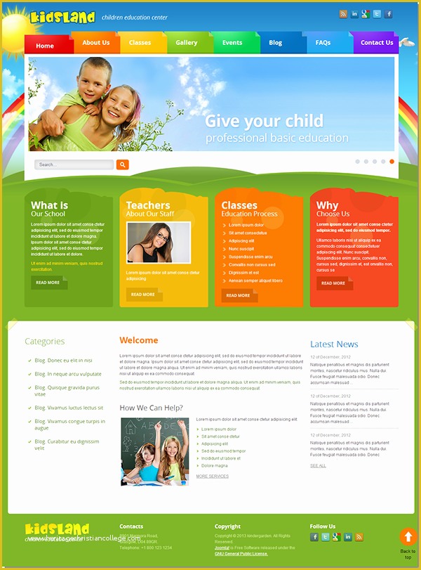 Daycare Website Templates Free Download Of Kids Land Children Education Center Joomla Template On Behance