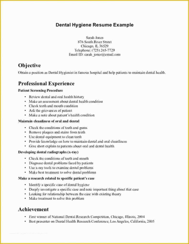 Dental Hygienist Resume Template Free Of 28 Special Dental Receptionist Resume Se U – Resume