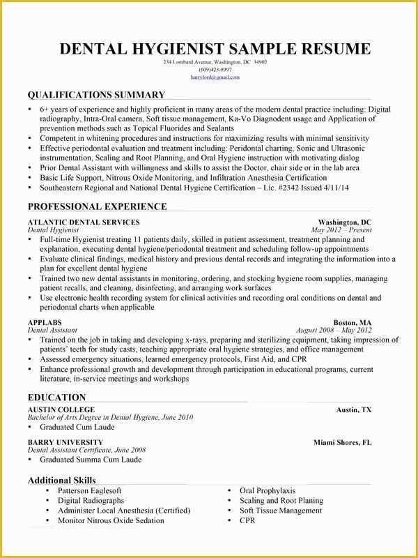 Dental Hygienist Resume Template Free Of Dental assistant Resume Template 7 Free Word Excel