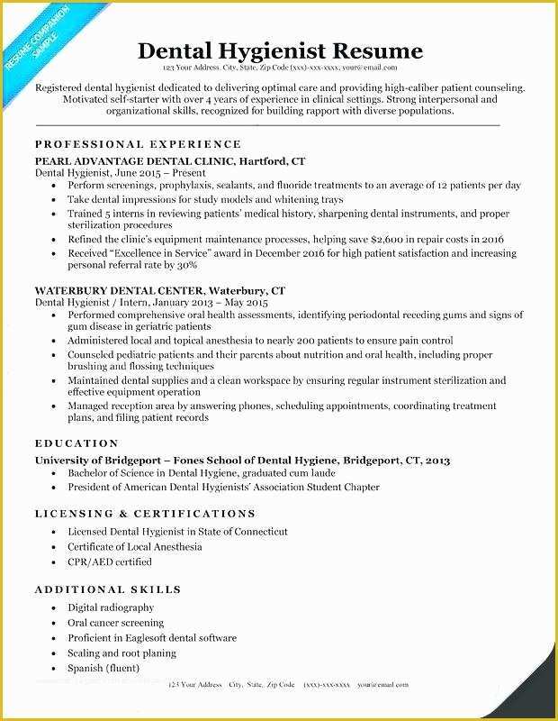 Dental Hygienist Resume Template Free Of Dental Hygienist Resume Example Create My Resume Dental