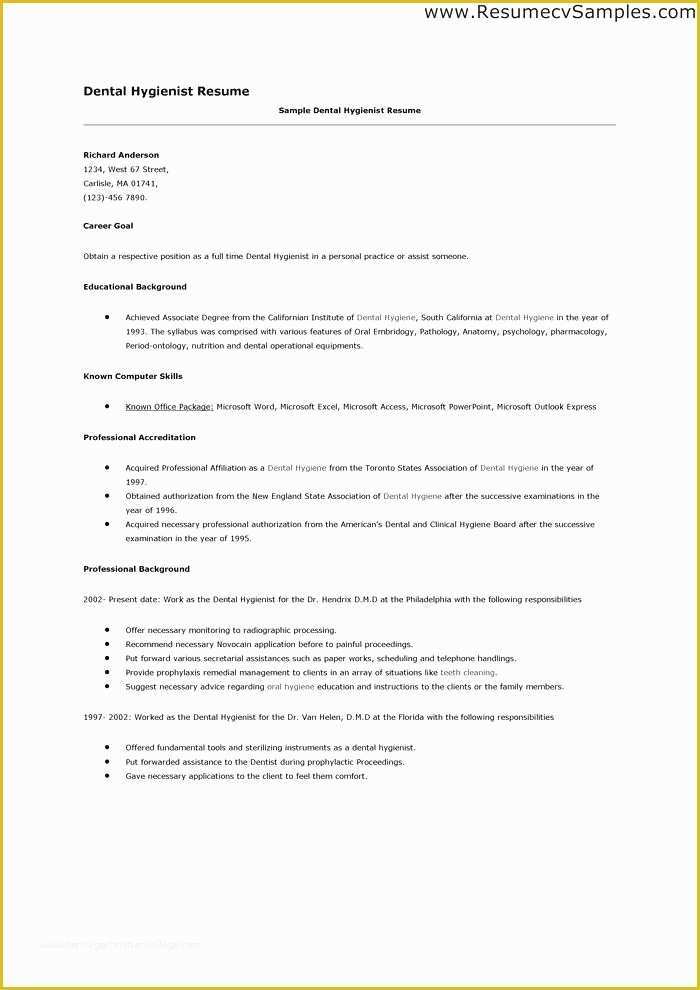 Dental Hygienist Resume Template Free Of Dental Hygienist Resume Template Free Samples Examples