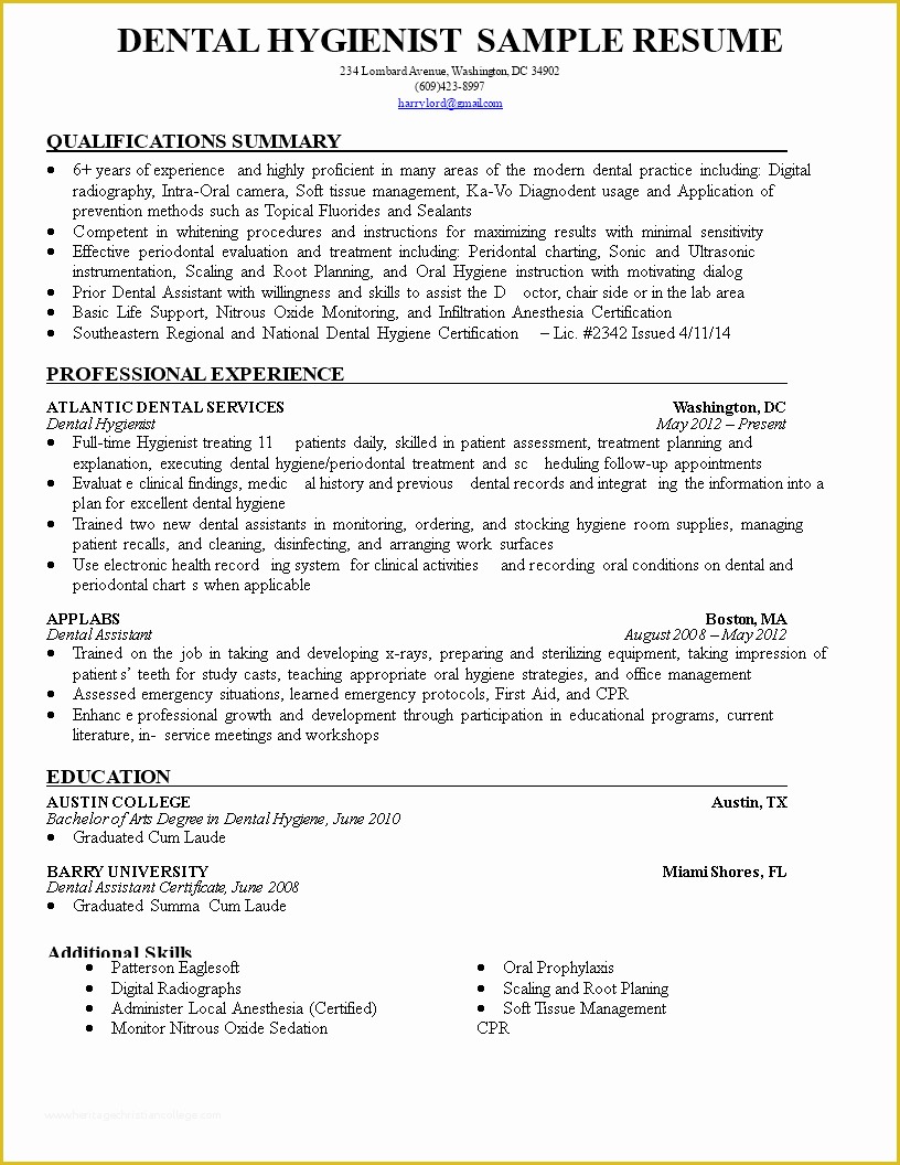 Dental Hygienist Resume Template Free Of Gratis Mondhygiënist Cv Sample