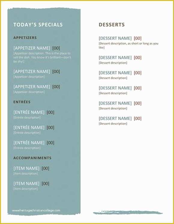 Dessert Menu Template Free Download Of Design Your Own Free Menu Template Pos Sector