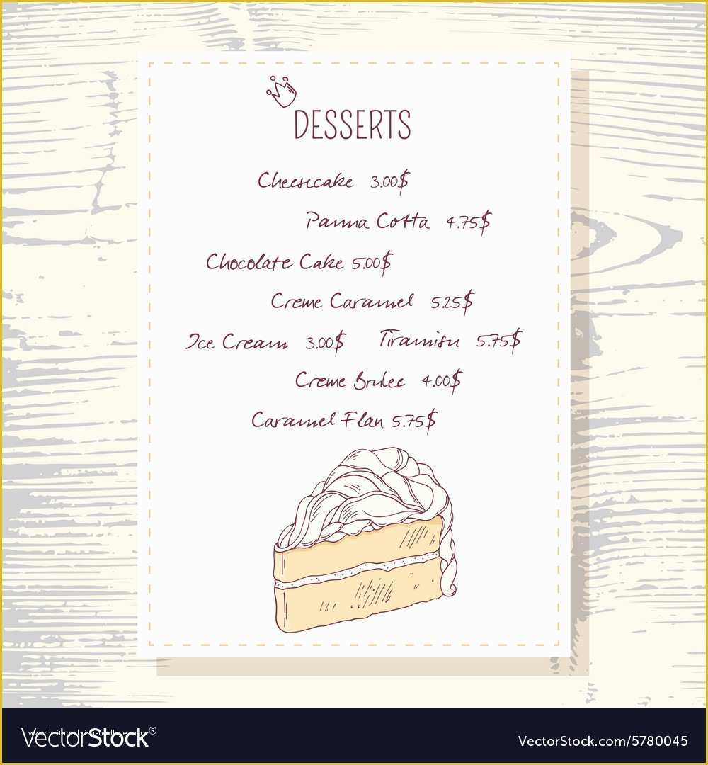 Dessert Menu Template Free Download Of Dessert Menu Template with Sweet Vanilla Cake Vector Image