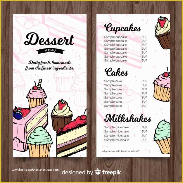 Dessert Menu Template Free Download Of Hand Drawn Dessert Menu Template Vector