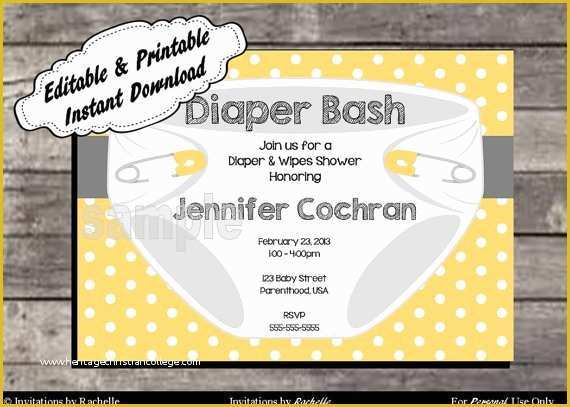 Diaper Invitation Template Free Printable Of Diaper Party Invitations Printable