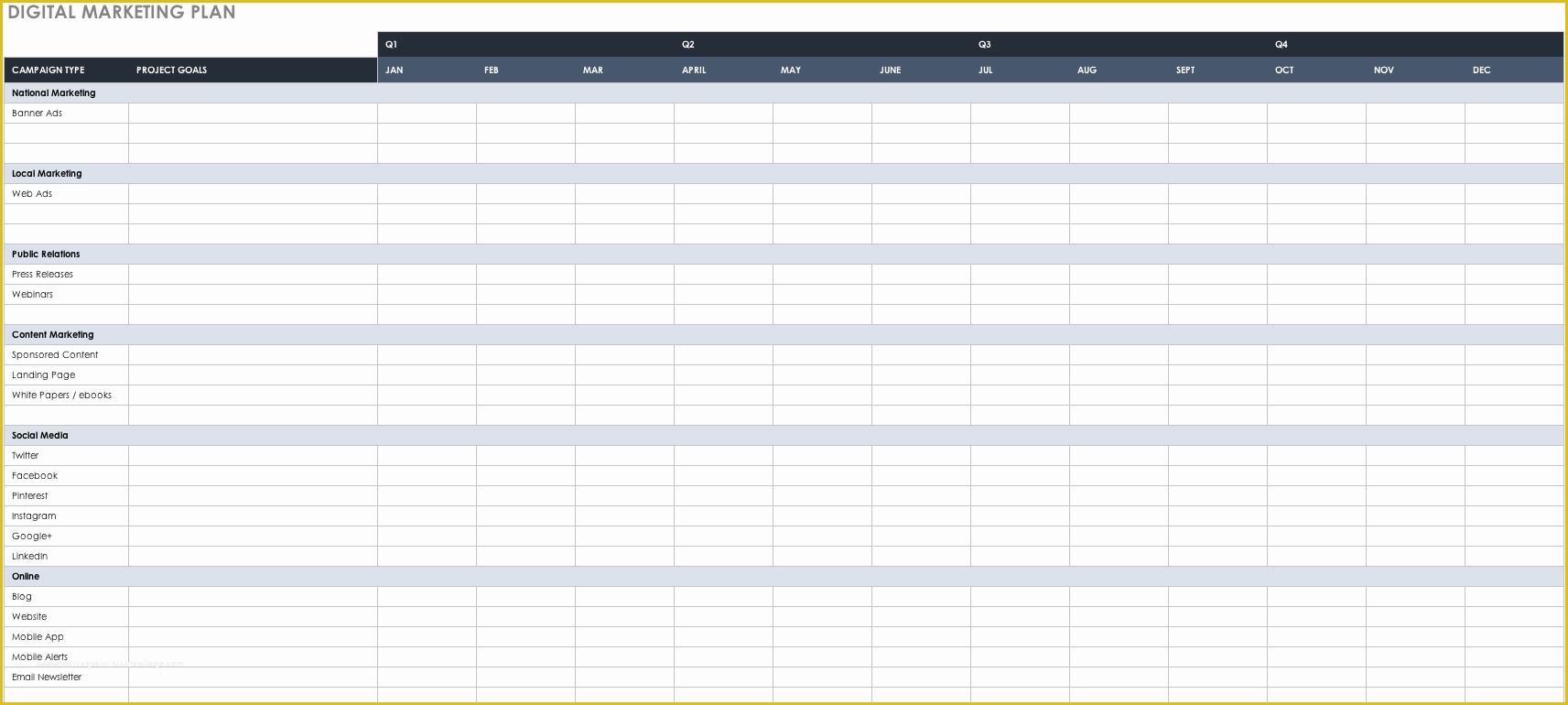 Digital Marketing Plan Template Free Download Of Free Marketing Plan Templates for Excel