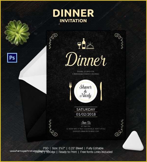 Dinner Invitation Card Template Free Of 12 Free Sample Dinner Invitation Card Templates