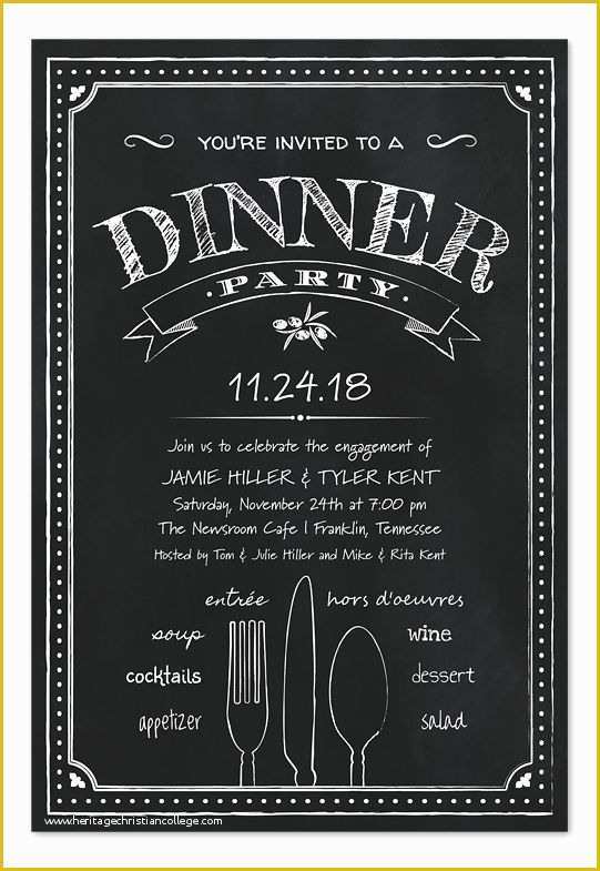 Dinner Invitation Card Template Free Of Chalkboard Dinner Party